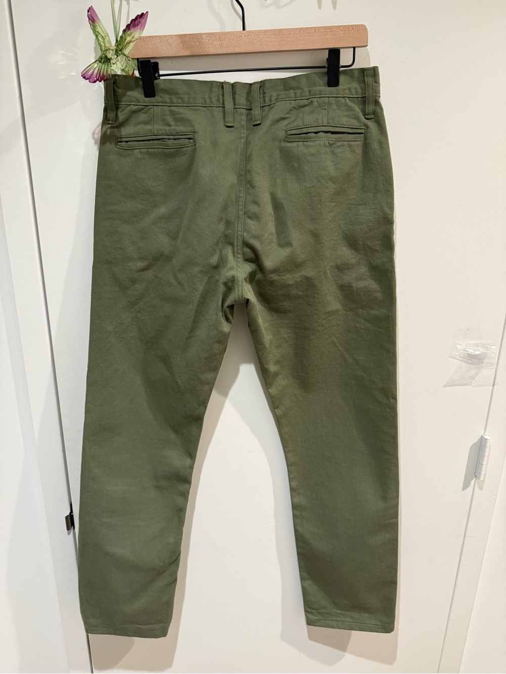 Olive Green Selvedge Chino Pants - Picture 4 of 4